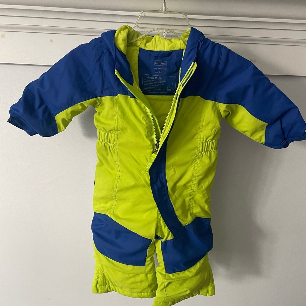 L.L. Bean Neon Yellow and Blue Infant Snowsuit 12-18mo